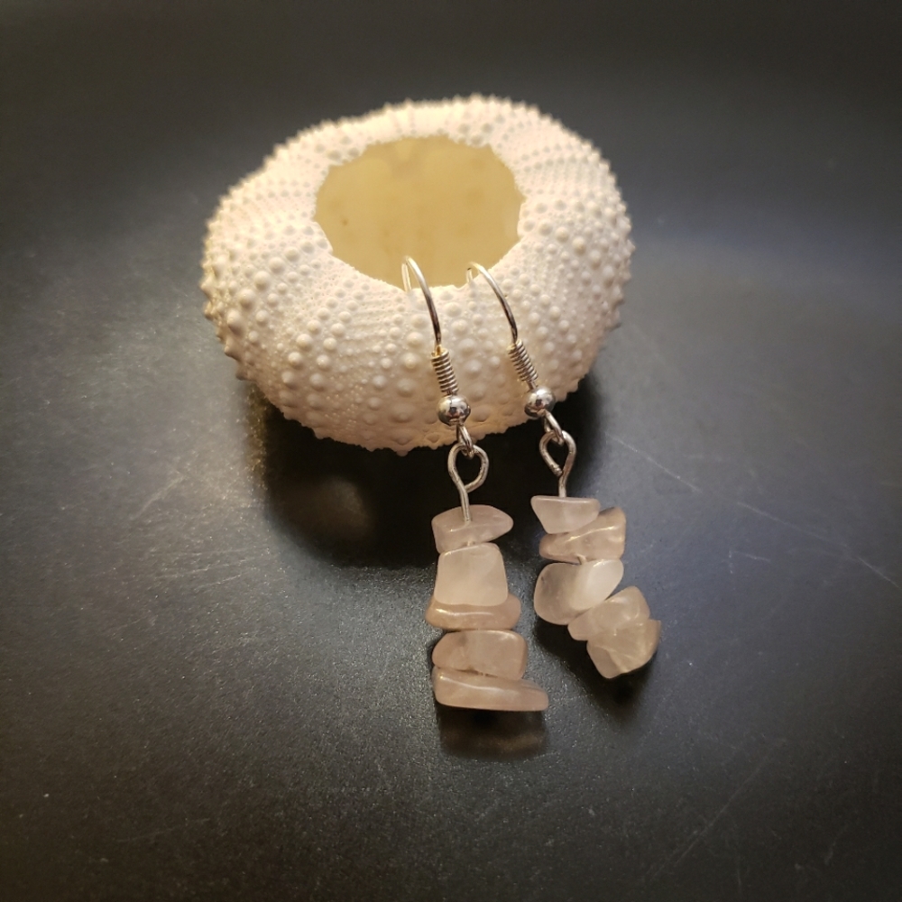 HANDMADE Pink Stone Teardrop Earrings